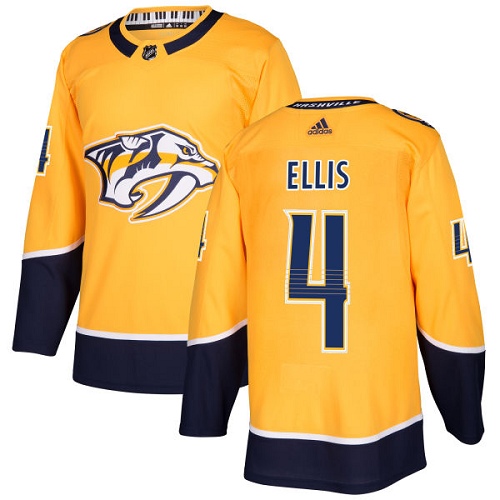 Adidas Men Nashville Predators #4 Ryan Ellis Yellow Home Authentic Stitched NHL Jersey->nashville predators->NHL Jersey
